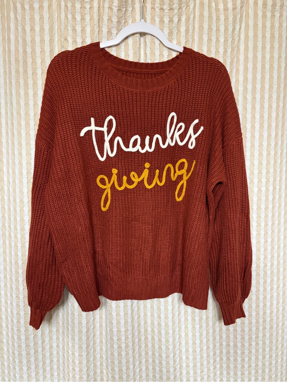 Rust Orange "Thanks Giving" Knit Sweater for Women